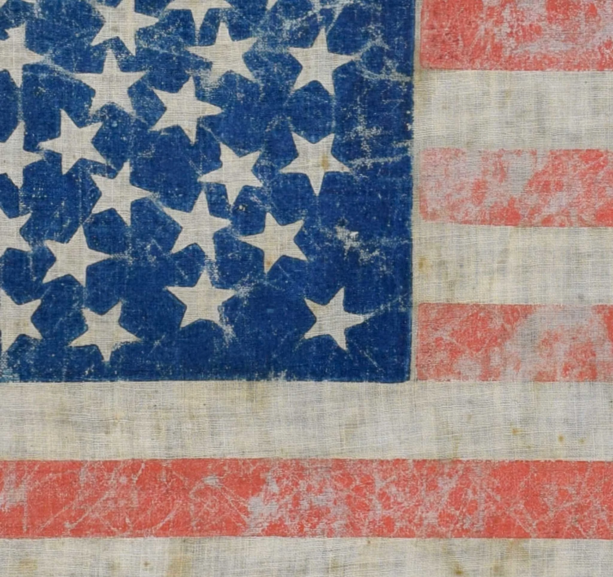 36 Star Antique Flag with a Rare Medallion Defining a Grand